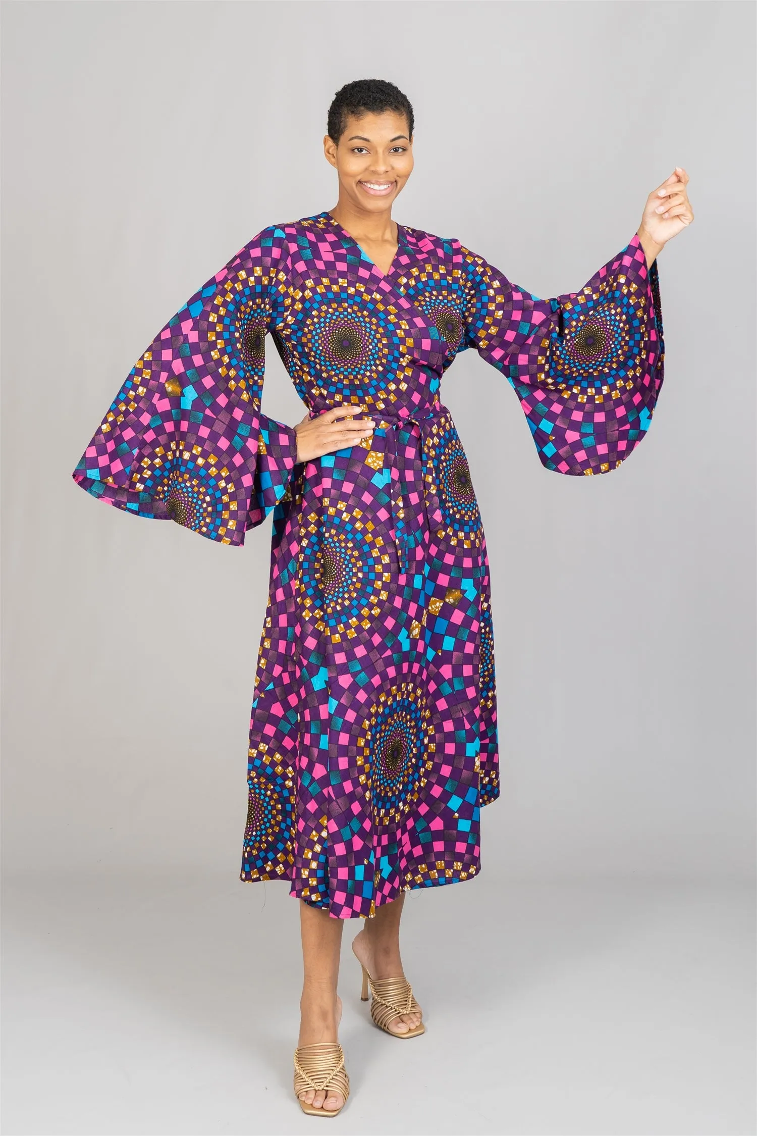 KaraChic 8001 Authentic African Print Wrap Dress