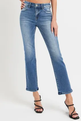 kesley RISEN Full Size Mid Rise Ankle Straight Jeans with Pockets