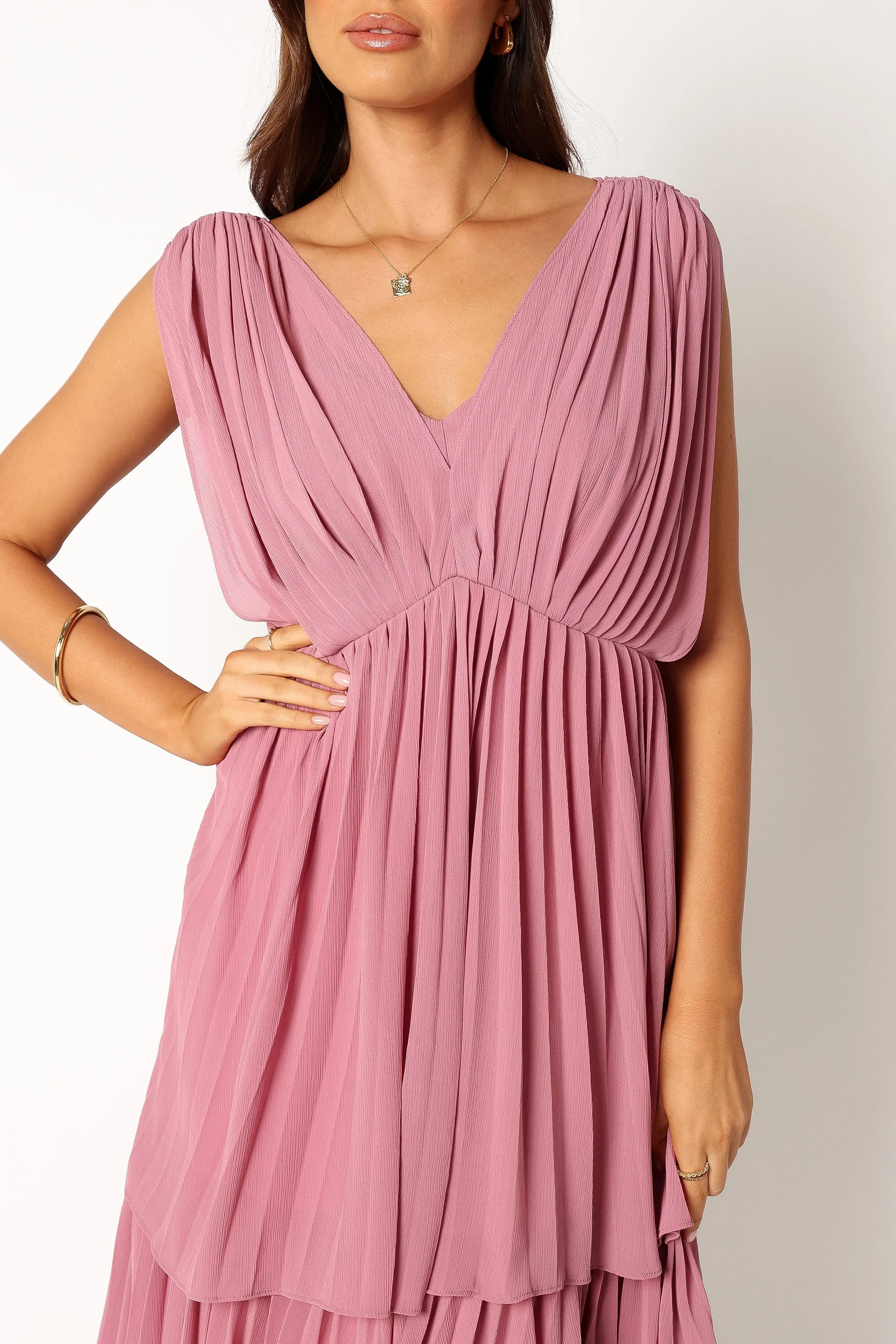 Kiara Tiered Midi Dress - Orchid Purple