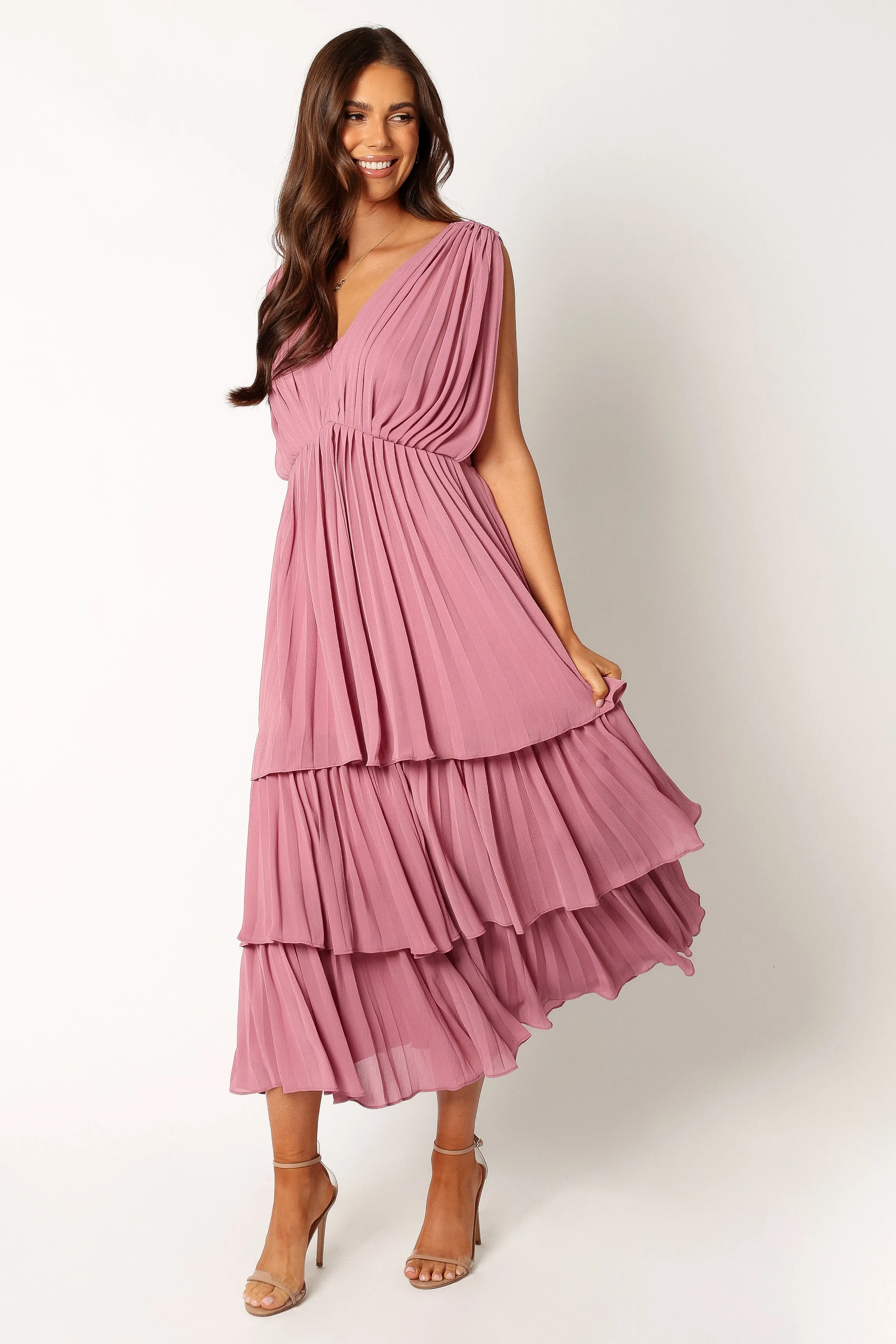 Kiara Tiered Midi Dress - Orchid Purple