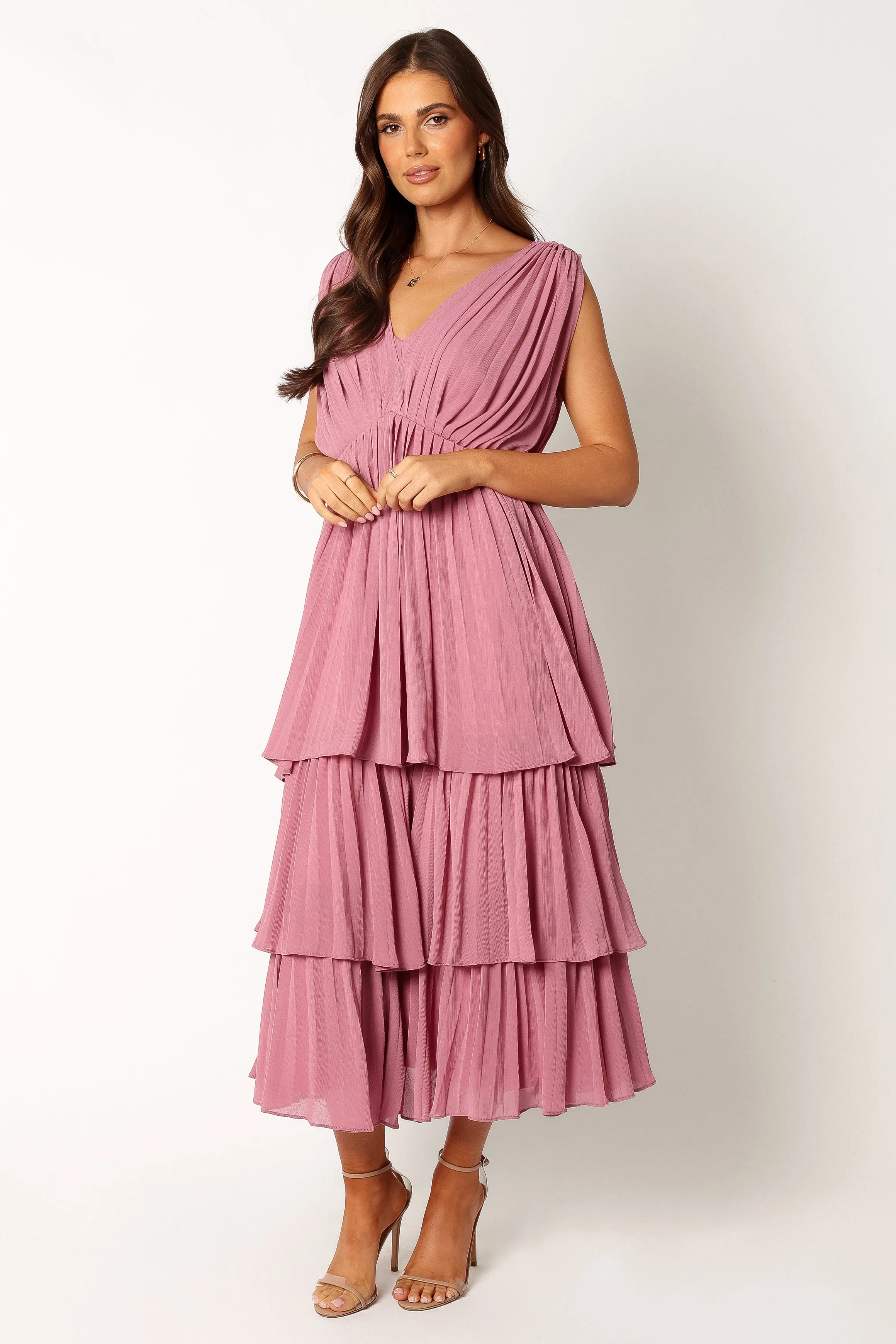 Kiara Tiered Midi Dress - Orchid Purple