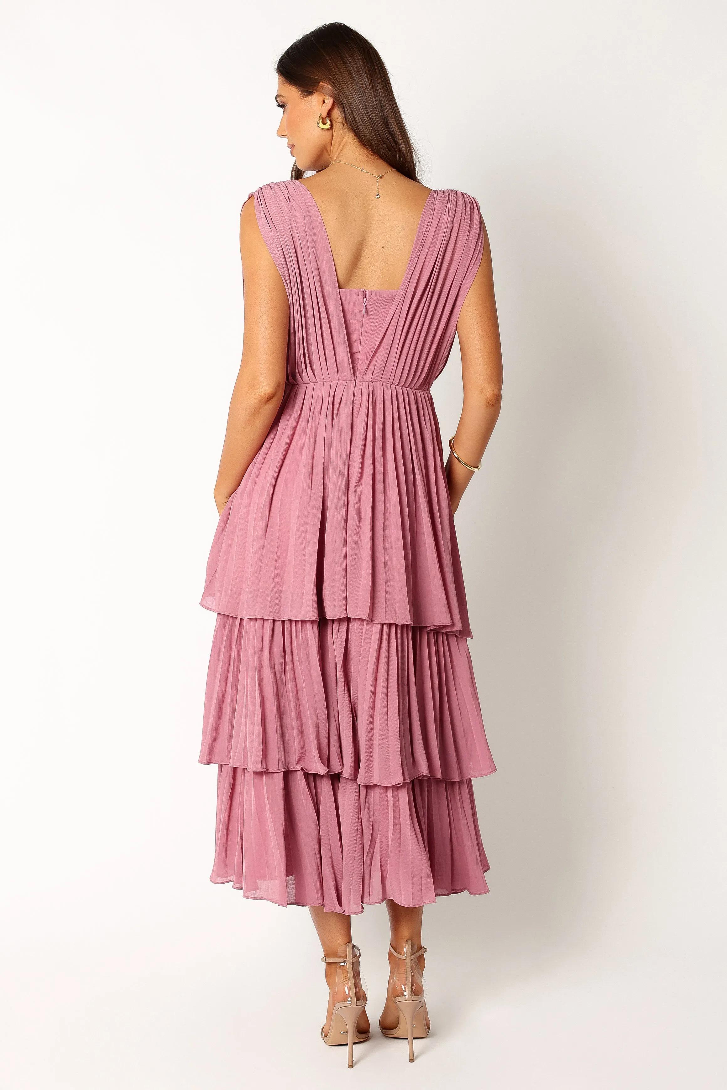 Kiara Tiered Midi Dress - Orchid Purple