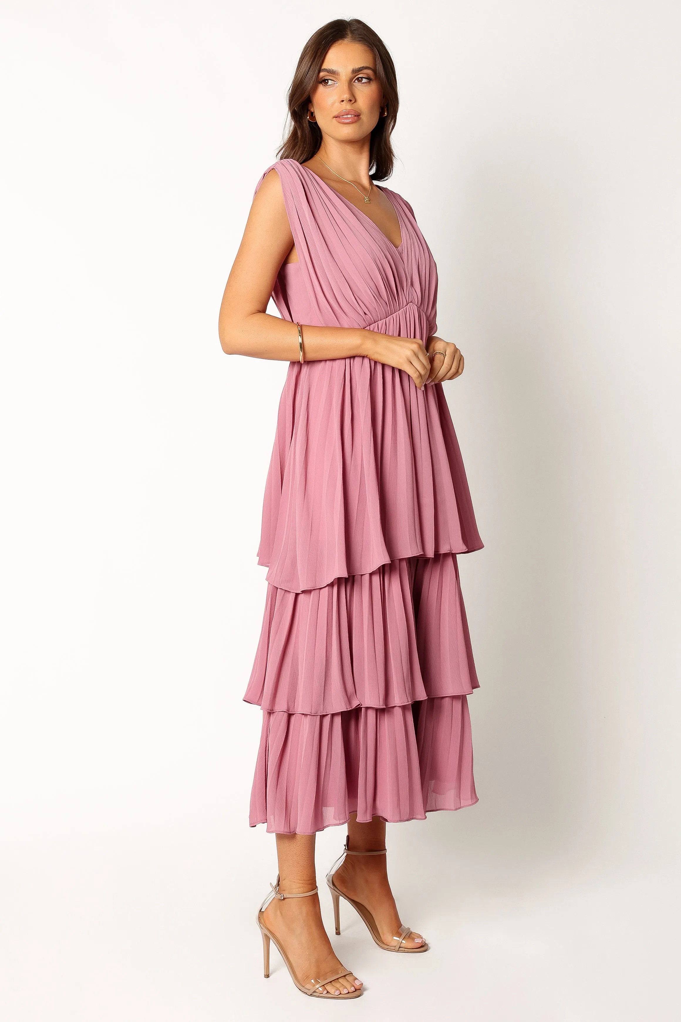 Kiara Tiered Midi Dress - Orchid Purple