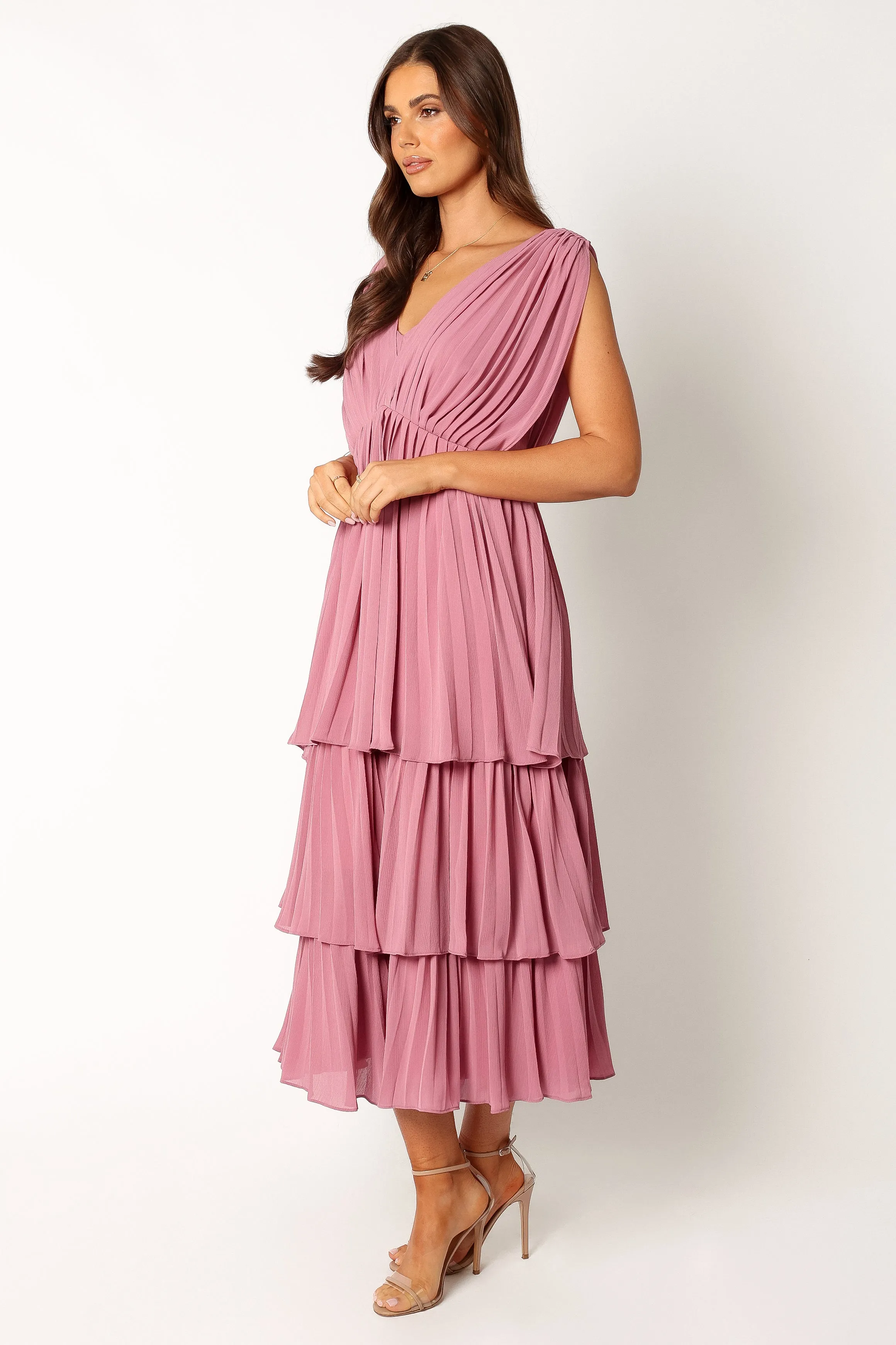 Kiara Tiered Midi Dress - Orchid Purple