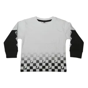 Kids Long Sleeve Thermal 2fer Shirt - Checkered Bolts