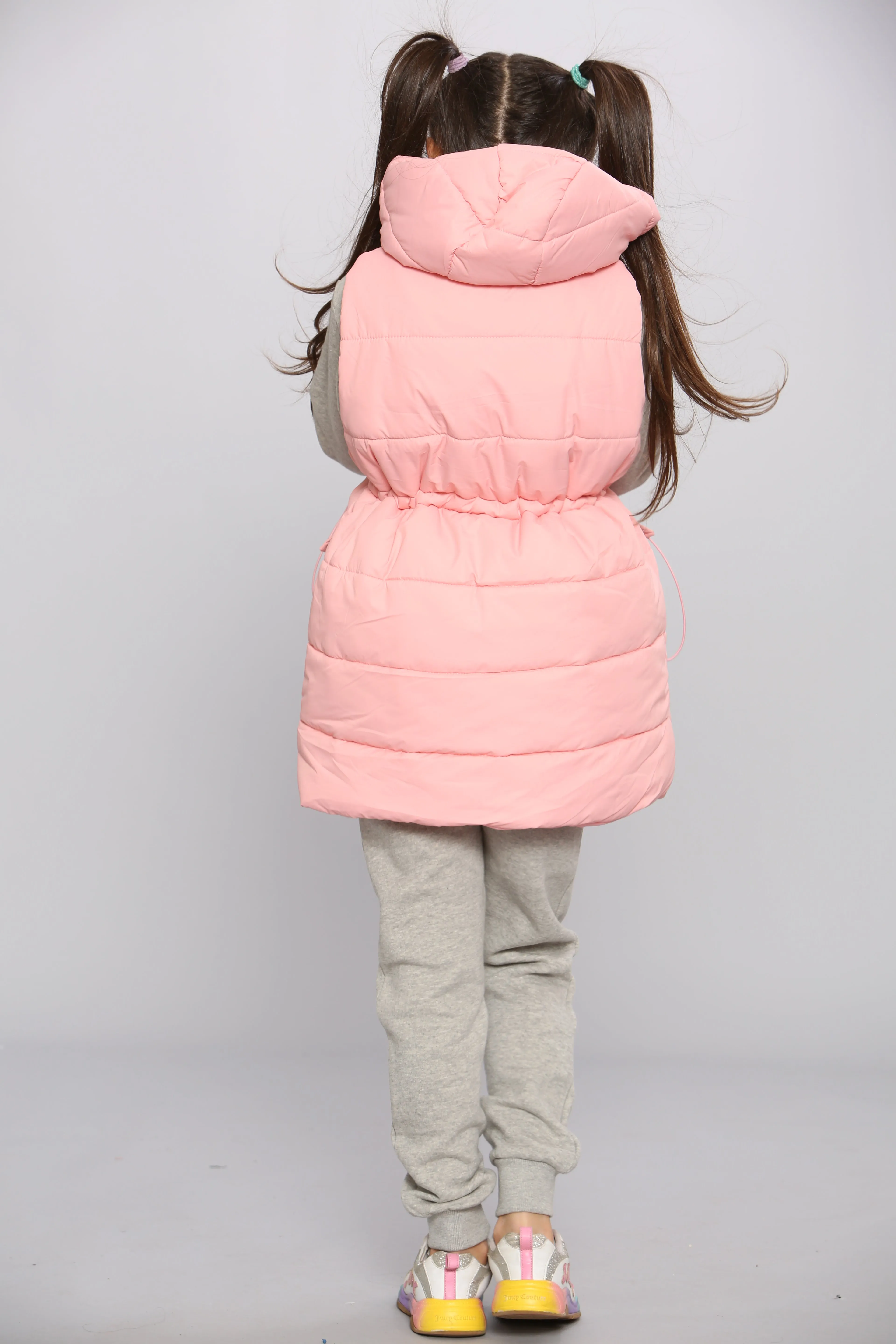 Kids Pocket Front Puffer Gilet - Pink