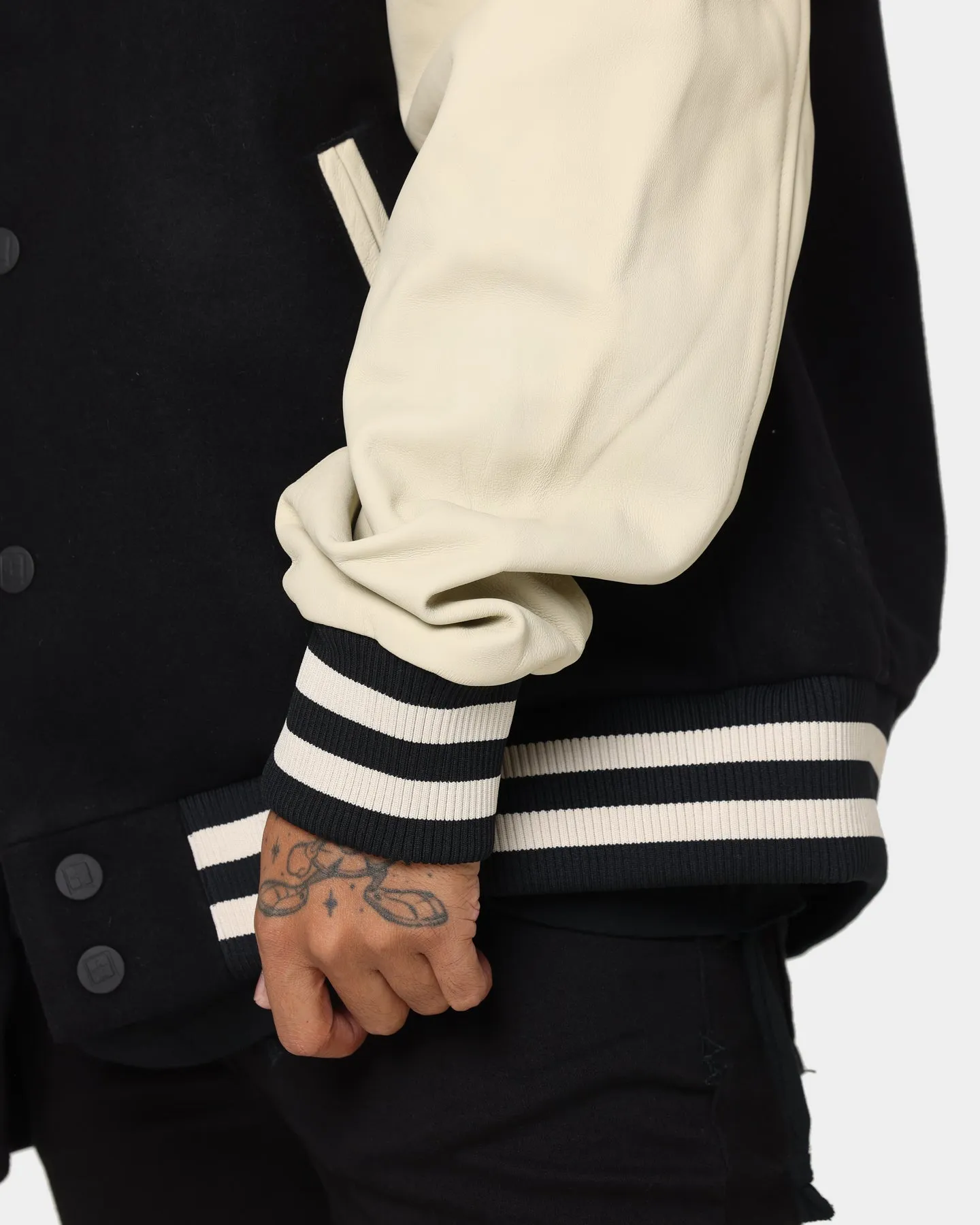 KSUBI King Patch Letterman Jacket Black