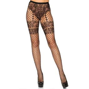 Lace French Cut Black Pantyhose - Leg Avenue