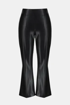 Leatherette flared pull on pants