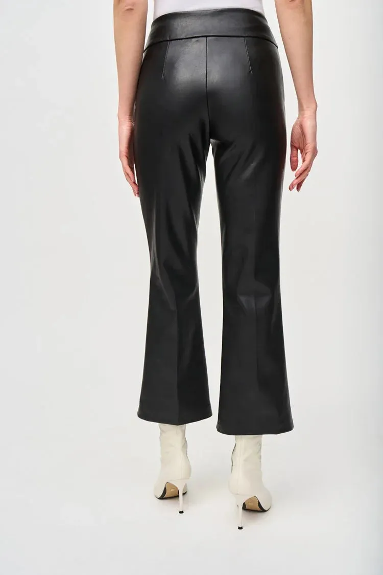 Leatherette flared pull on pants