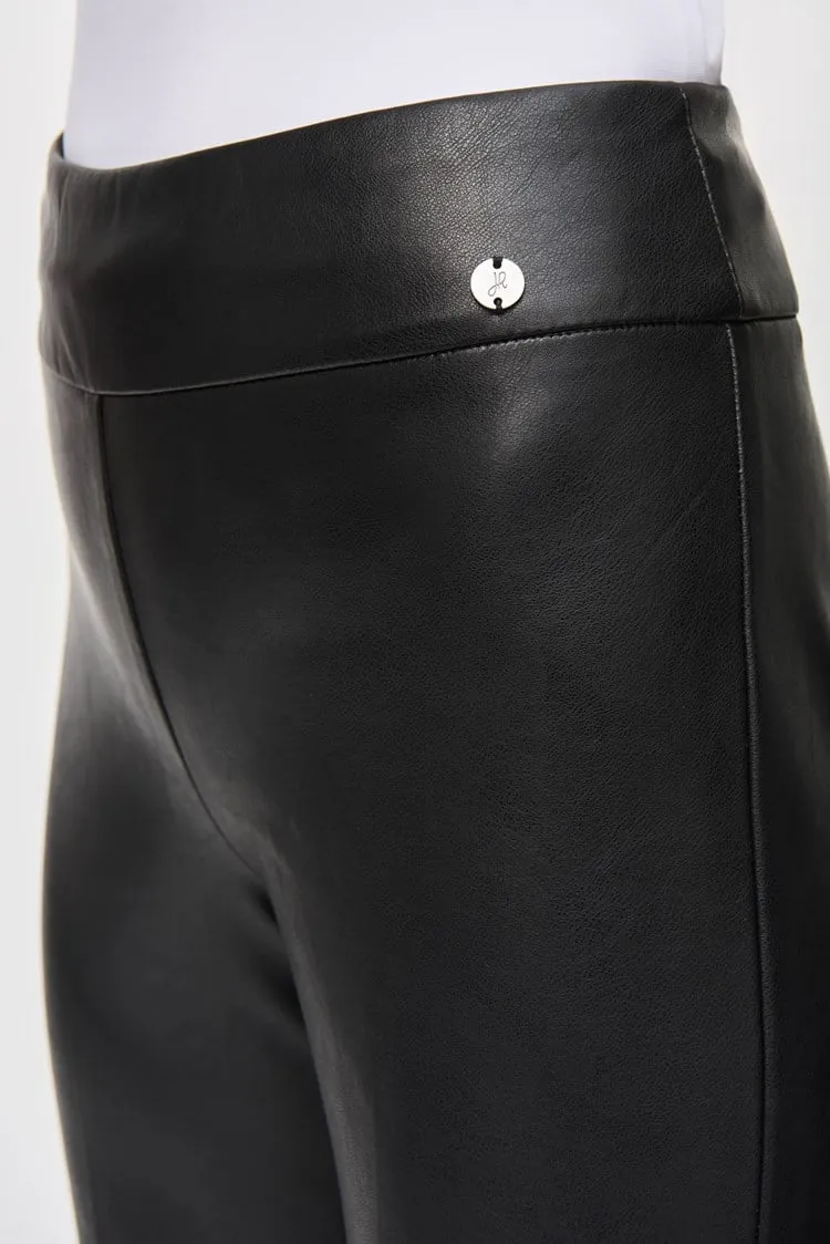 Leatherette flared pull on pants