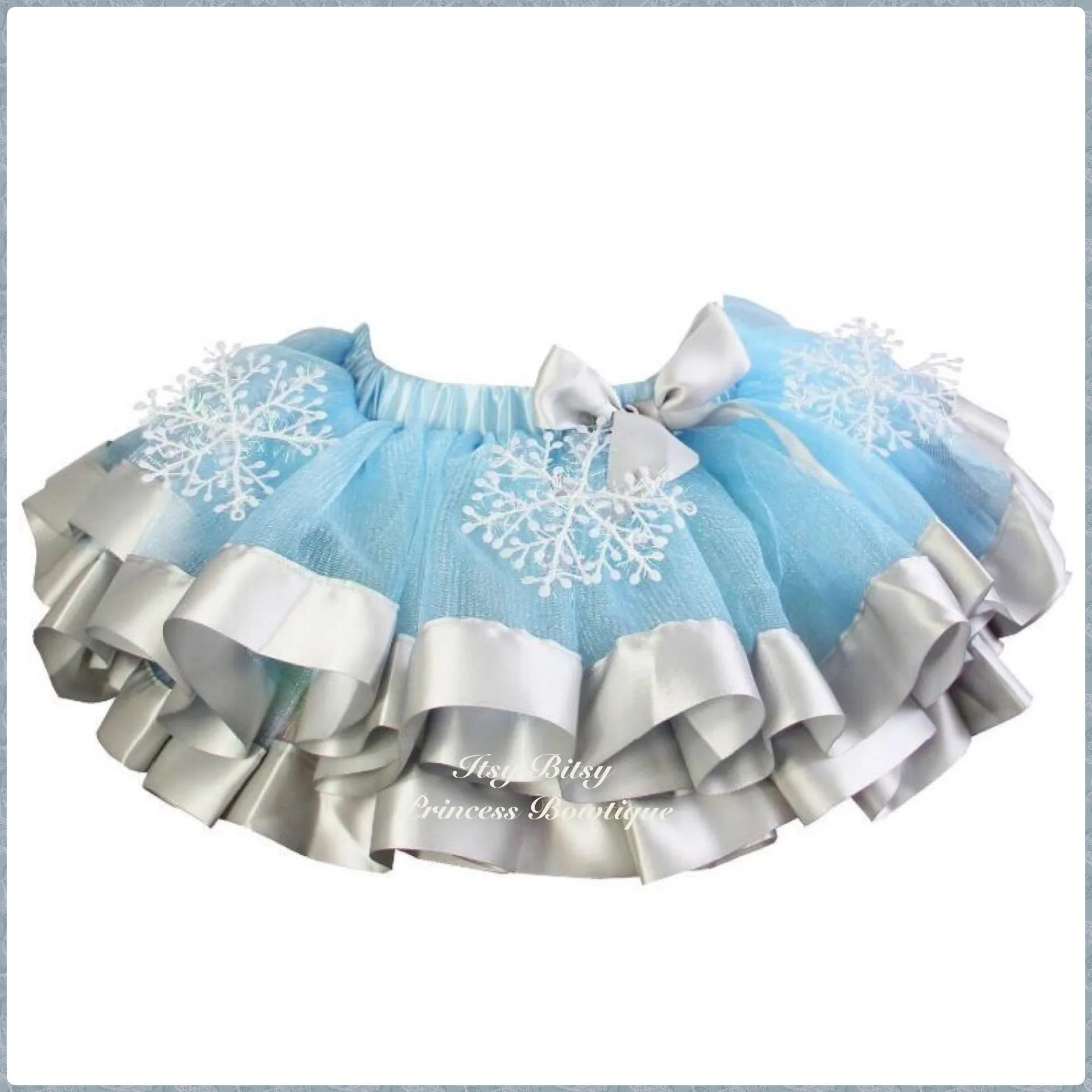 Light Blue and Silver Satin Trimmed Tutu