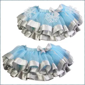 Light Blue and Silver Satin Trimmed Tutu