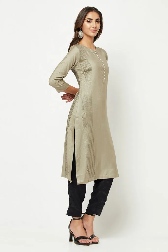 Light Grey Straight Fit Kurta