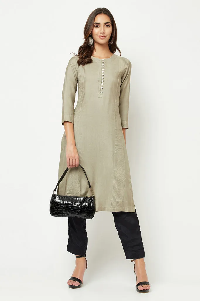 Light Grey Straight Fit Kurta