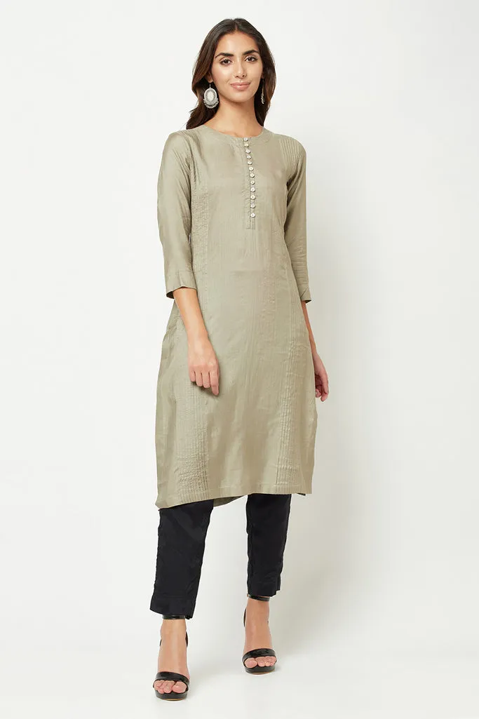 Light Grey Straight Fit Kurta