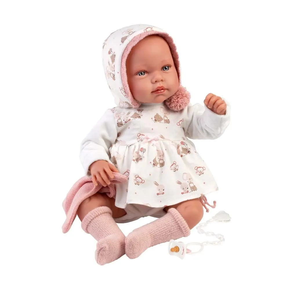 Llorens - Baby Girl Doll with Crying Mechanism, Clothing & Cushion: Tala 44cm