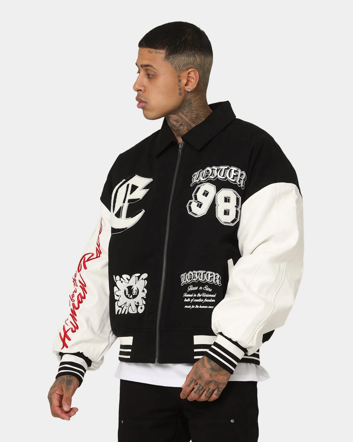 Loiter Ethereal Varsity Jacket Black/White