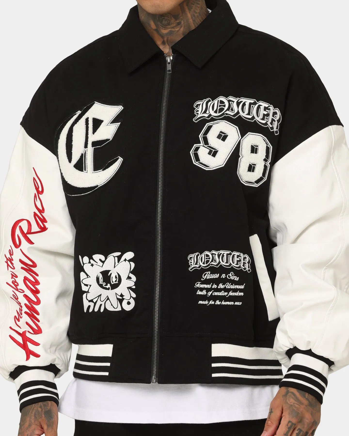 Loiter Ethereal Varsity Jacket Black/White