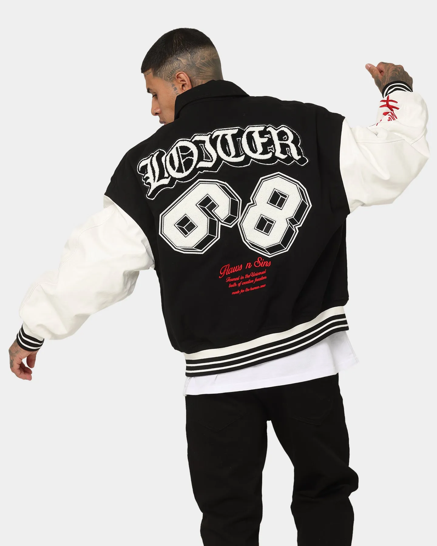 Loiter Ethereal Varsity Jacket Black/White