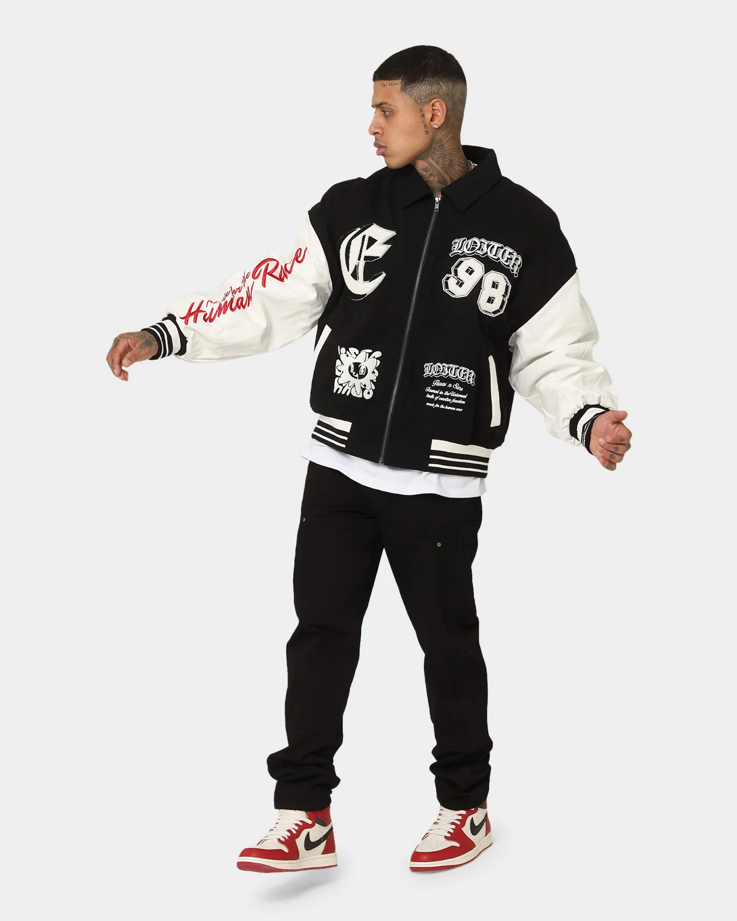 Loiter Ethereal Varsity Jacket Black/White