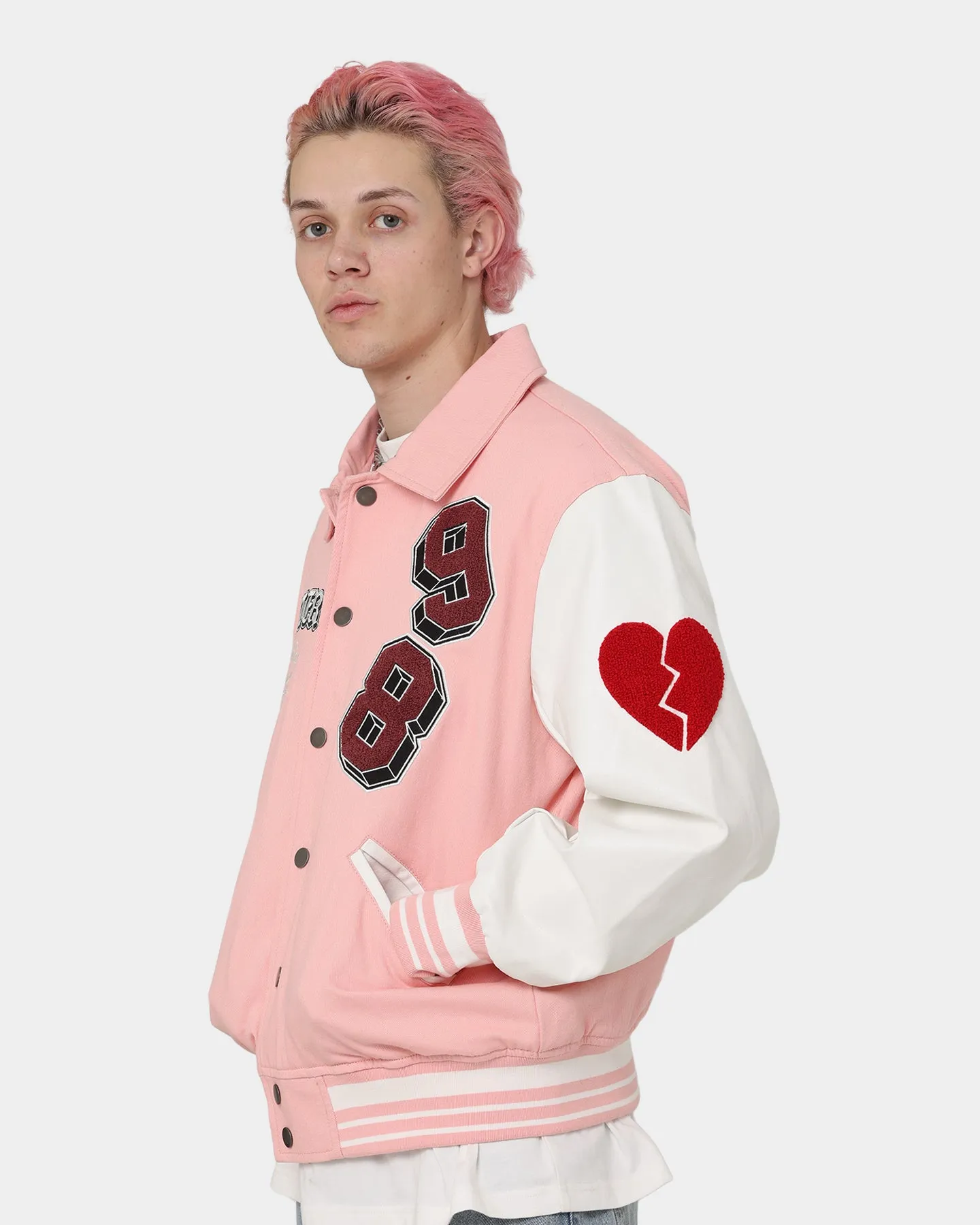 Loiter Human Varsity Jacket Pink