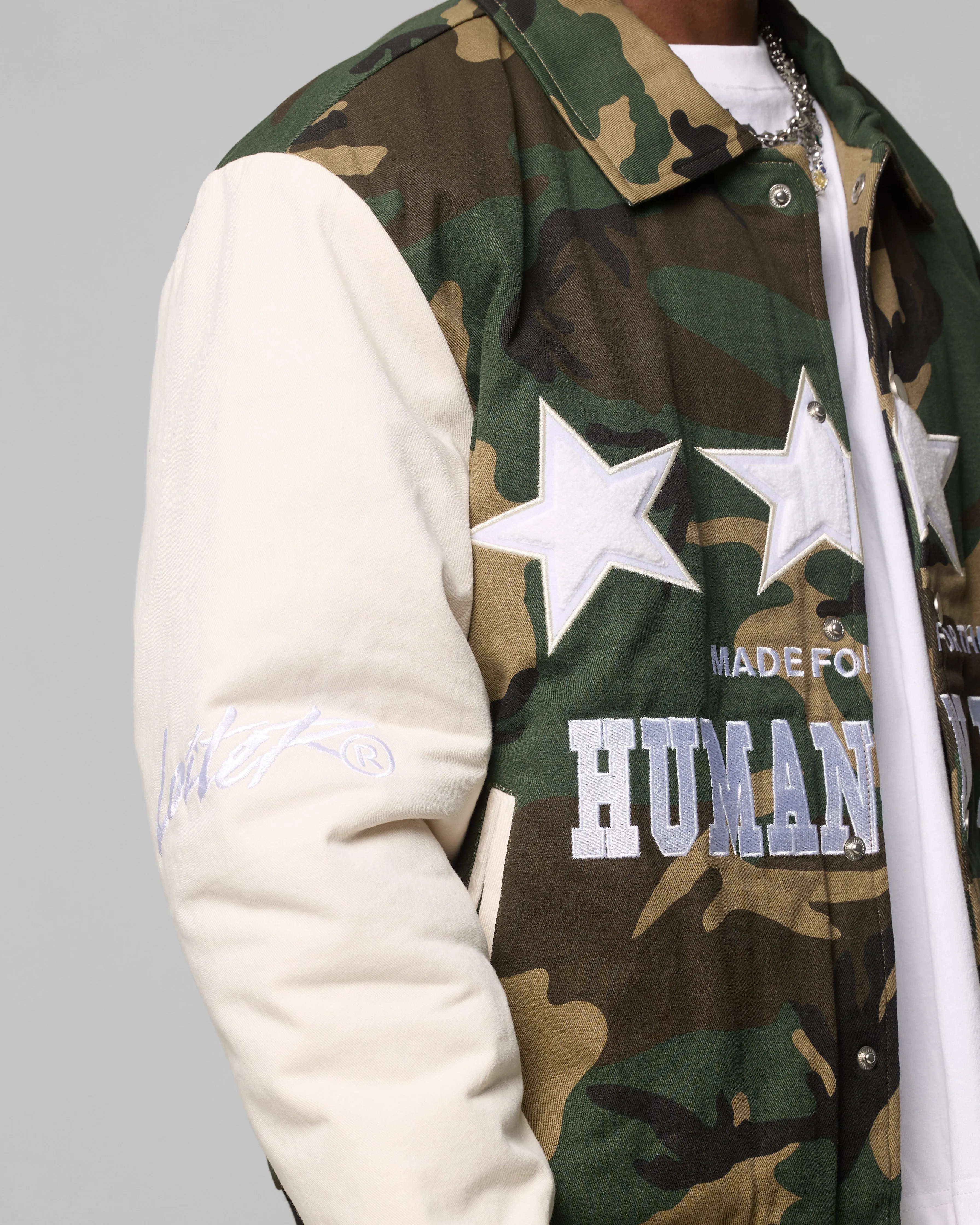 Loiter Star Child Varsity Jacket Woodland Camo