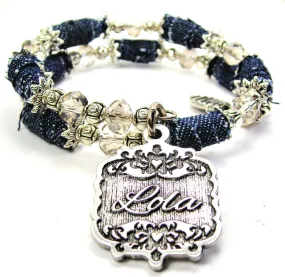 Lola Victorian Scroll Blue Jean Beaded Wrap Bracelet