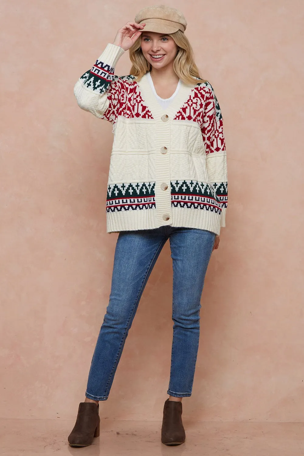 Long Sleeve Oversized Cable Knit Sweater Cardigan