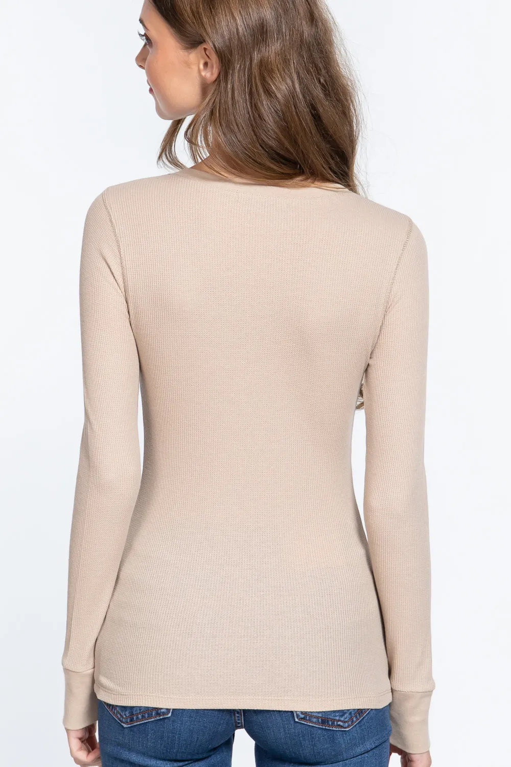 Long Slv V-neck Thermal Top - 16 colors