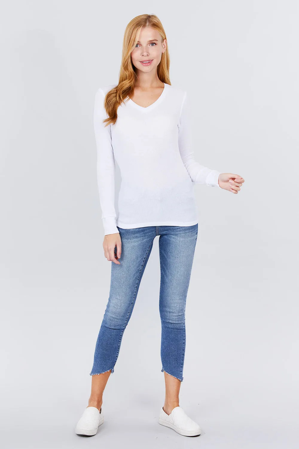 Long Slv V-neck Thermal Top - 16 colors