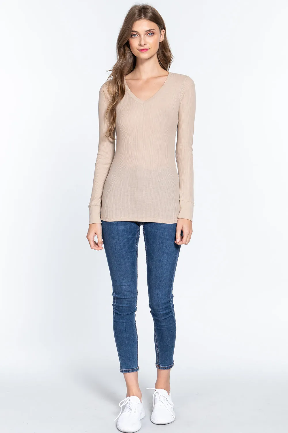 Long Slv V-neck Thermal Top - 16 colors