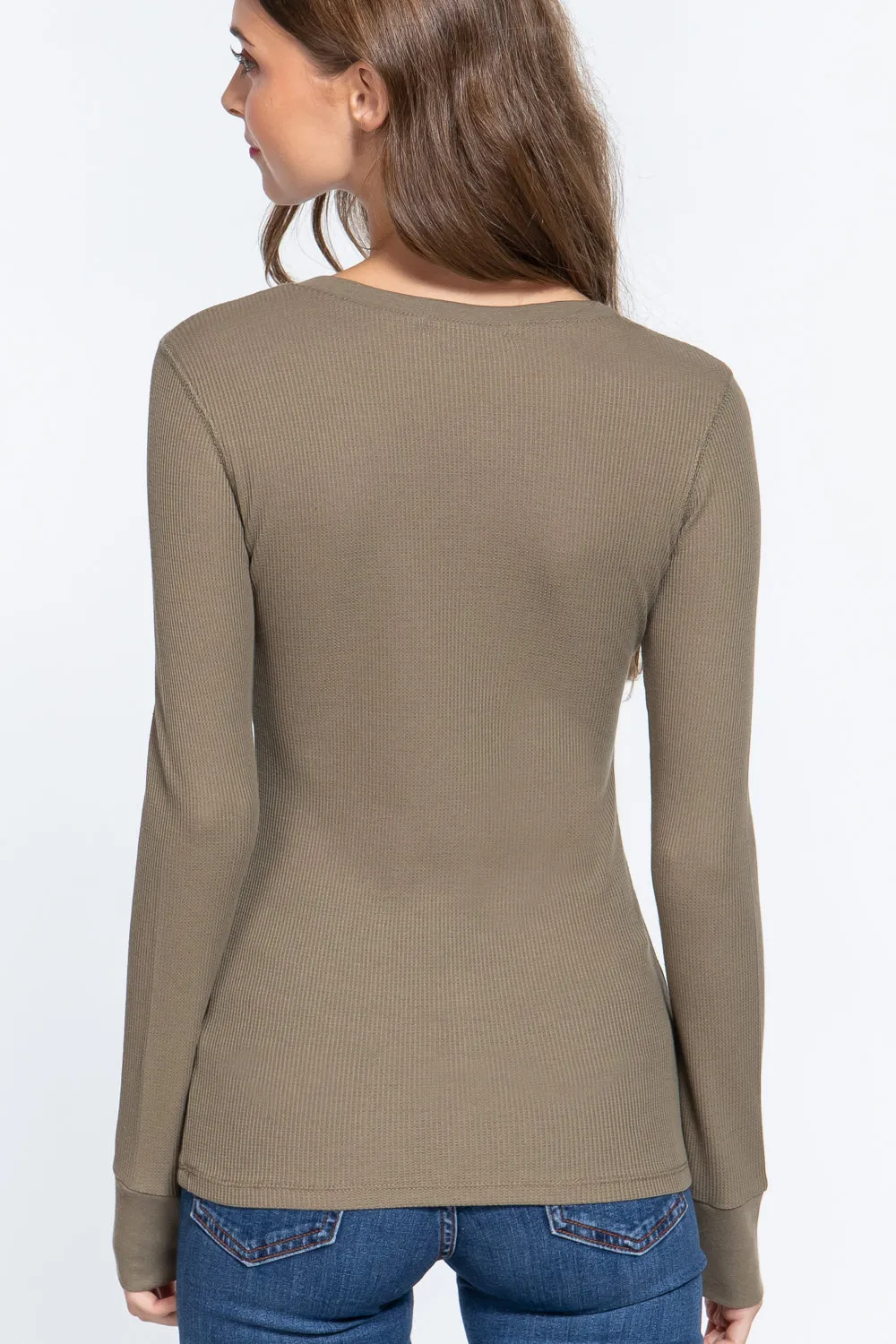 Long Slv V-neck Thermal Top - 16 colors