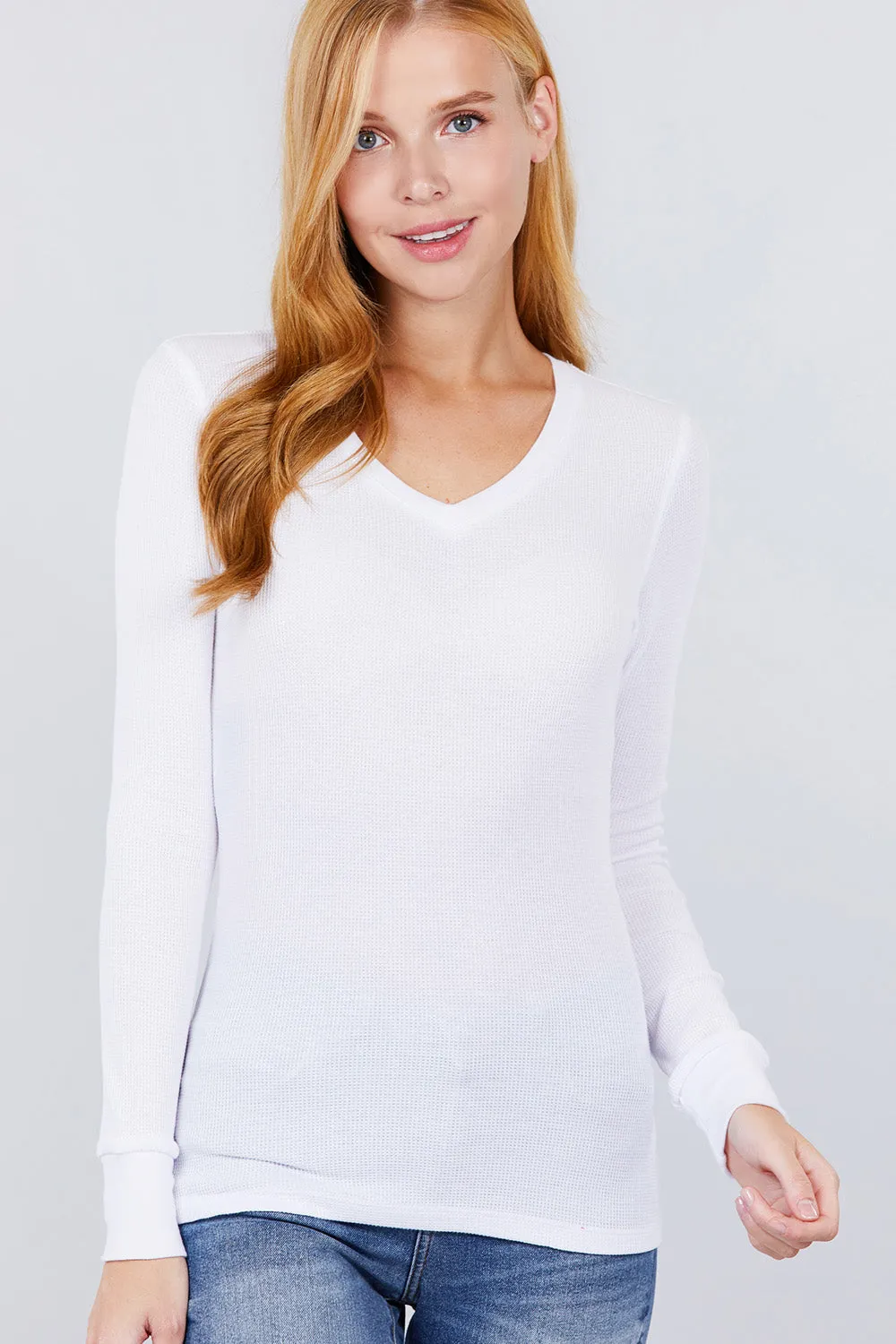 Long Slv V-neck Thermal Top - 16 colors