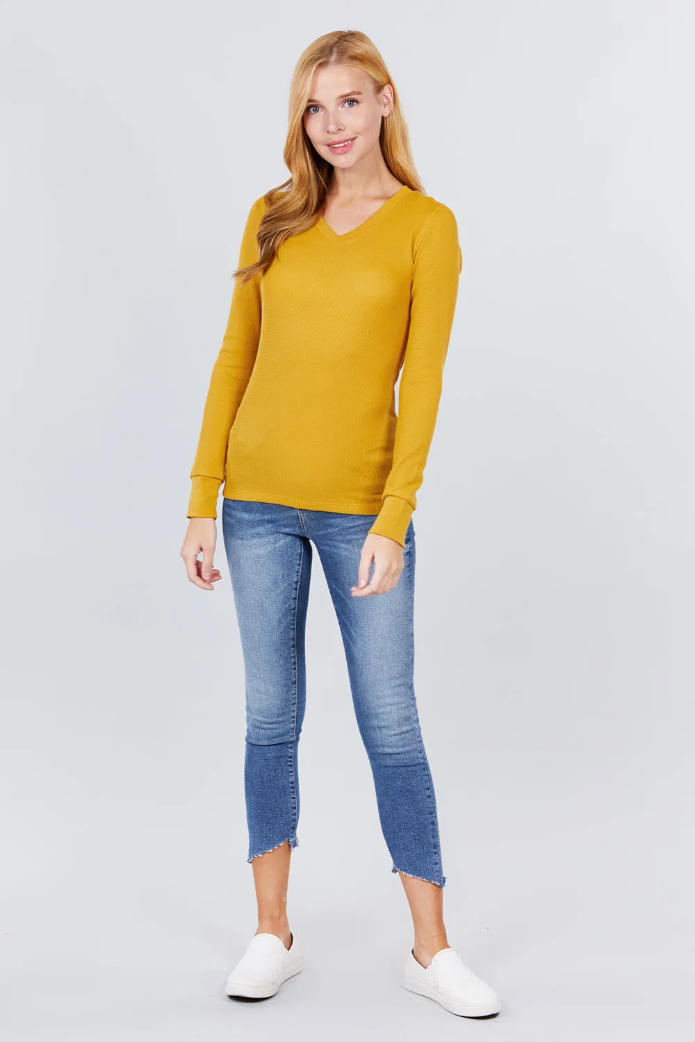 Long Slv V-neck Thermal Top - 16 colors