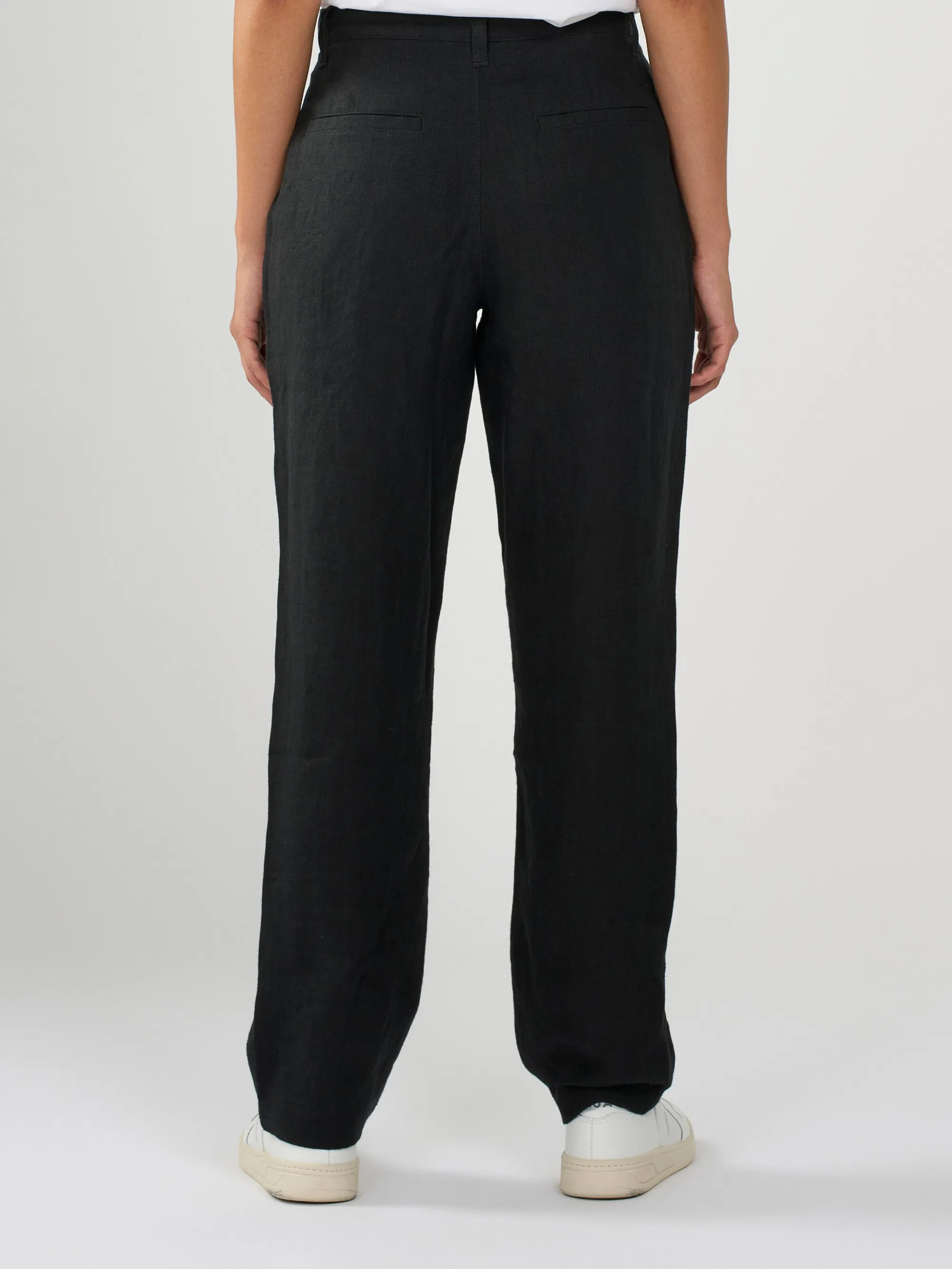 Loose natural linen pants - Black Jet