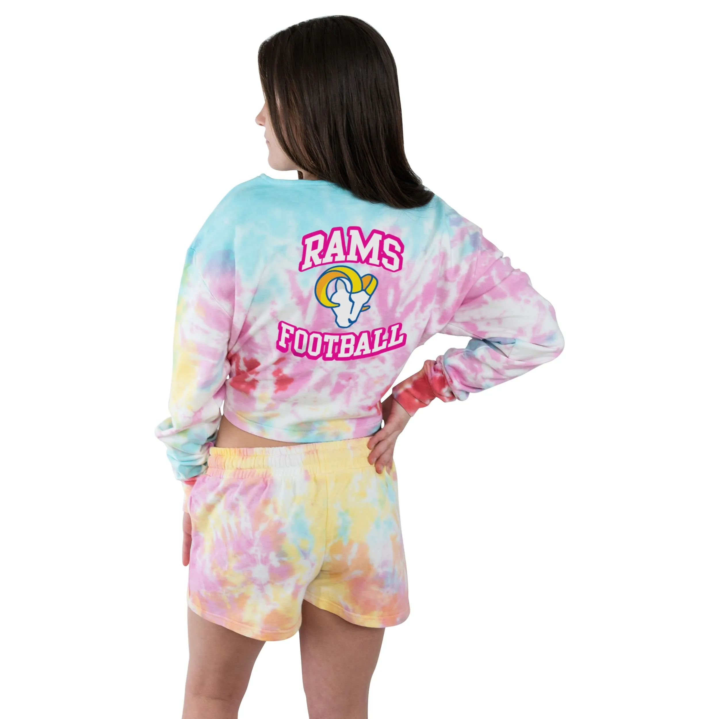 Los Angeles Rams NFL Womens Pastel Tie-Dye Blast Cropped Sweater