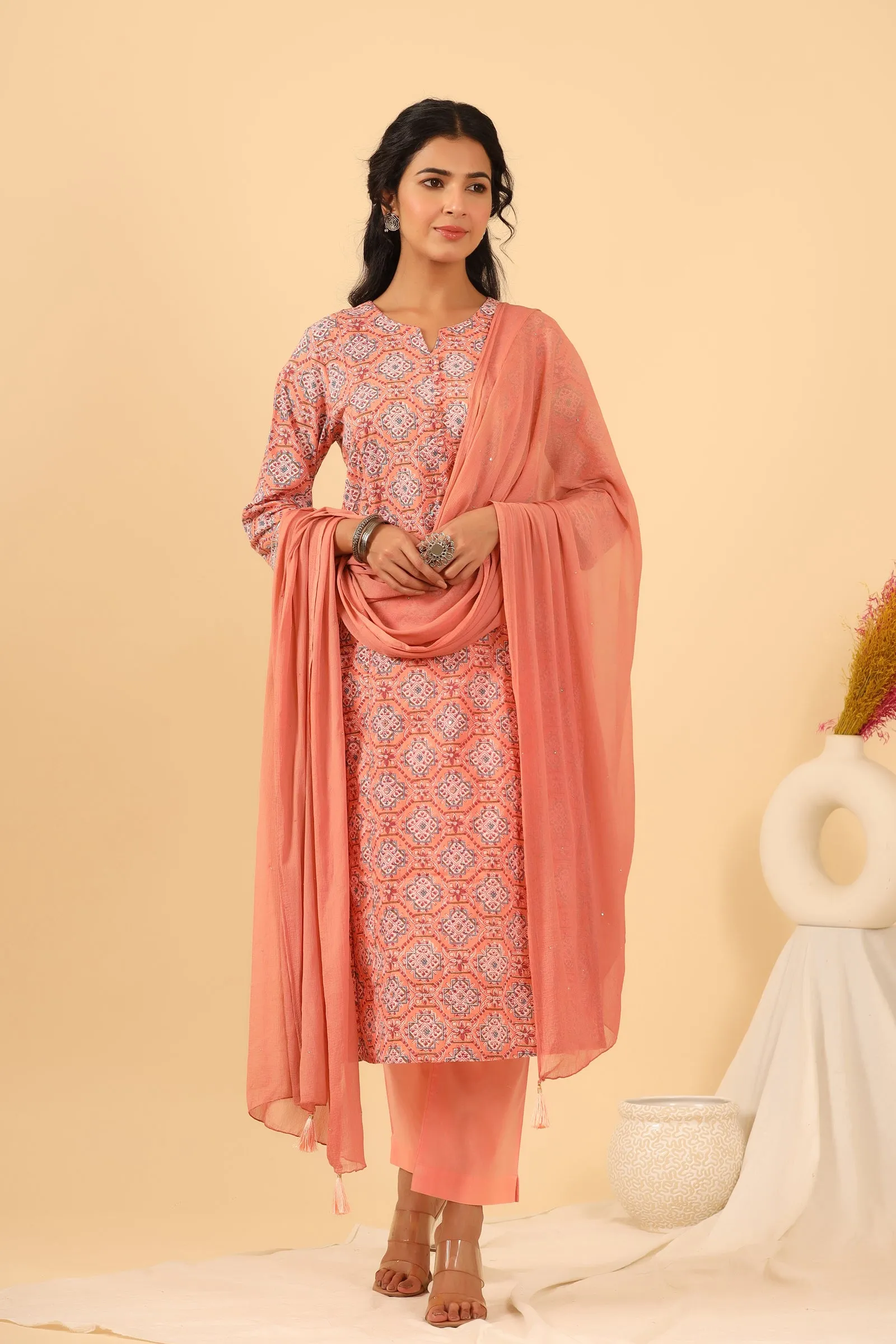 Maheen Masiah Chiffon Dusty Pink Dupatta