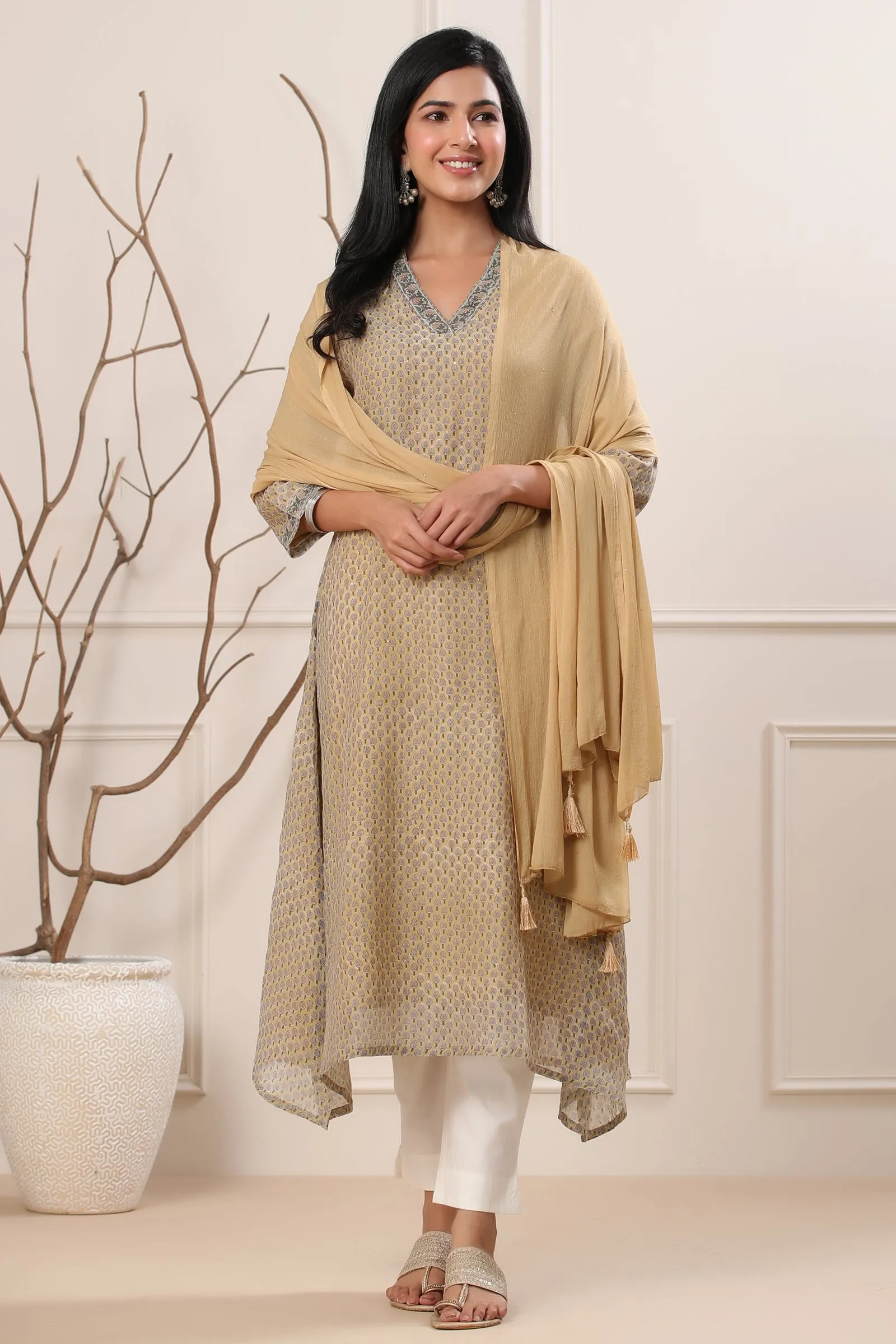 Maheen Masiah Chiffon Mustard Dupatta