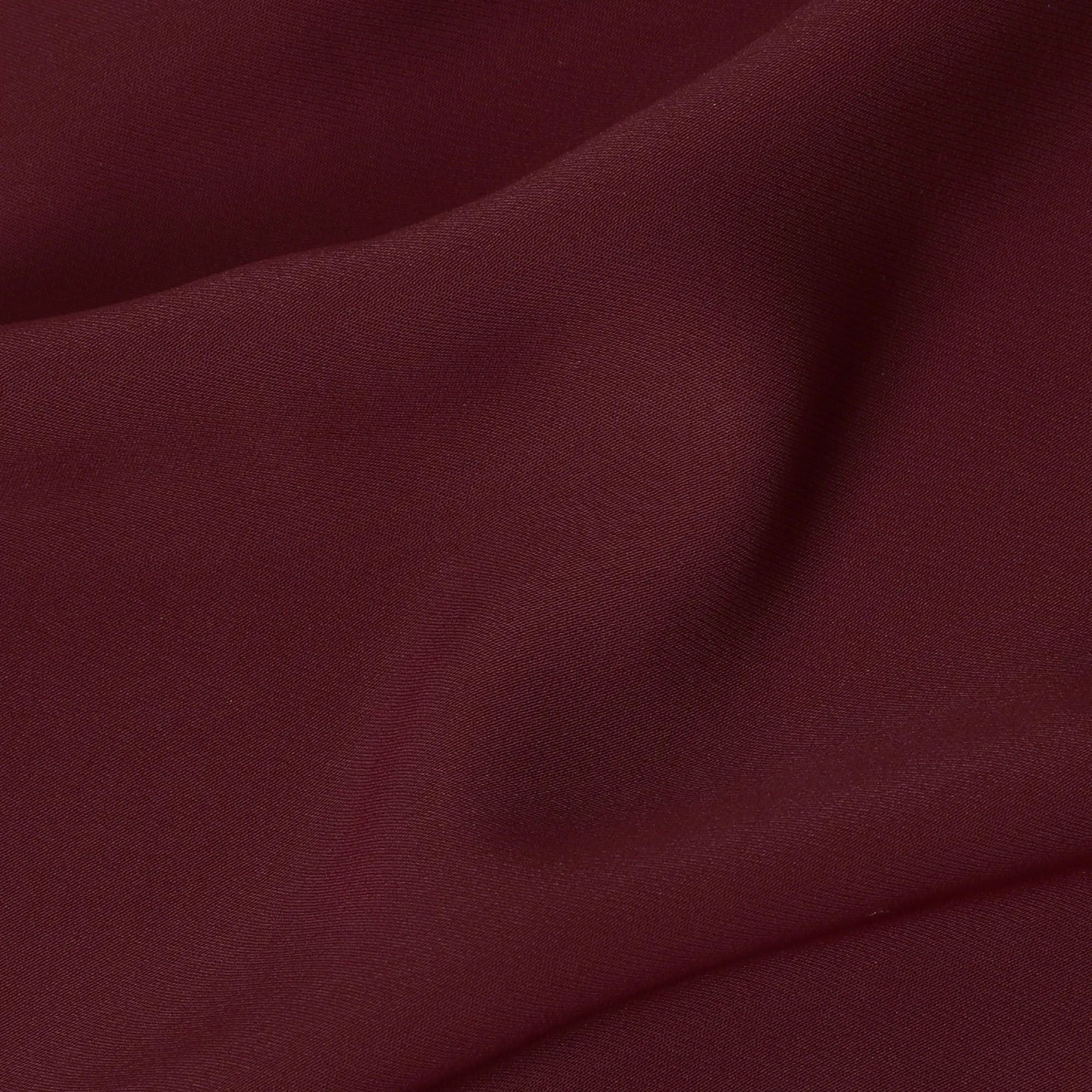 Maroon plain synthetic stretchable barbie crepe fabric-D17023