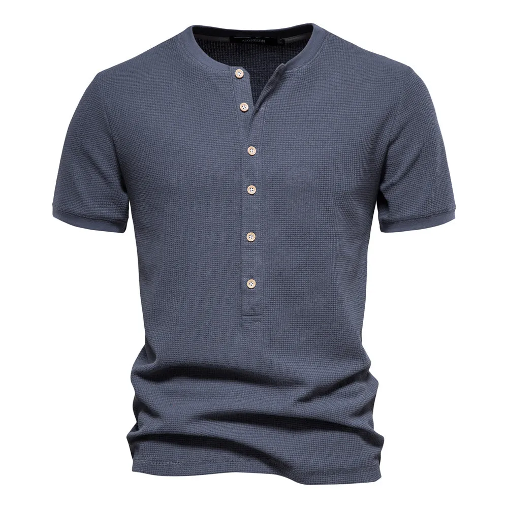 Men's Casual Knit Navel Button Down Shirt