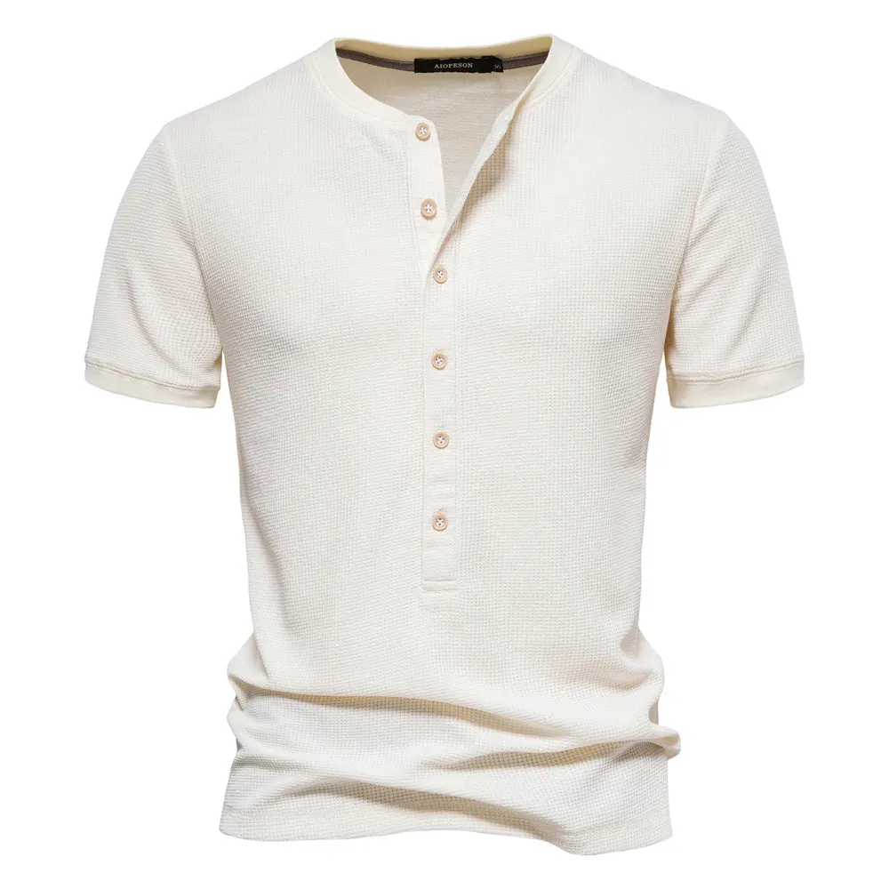 Men's Casual Knit Navel Button Down Shirt