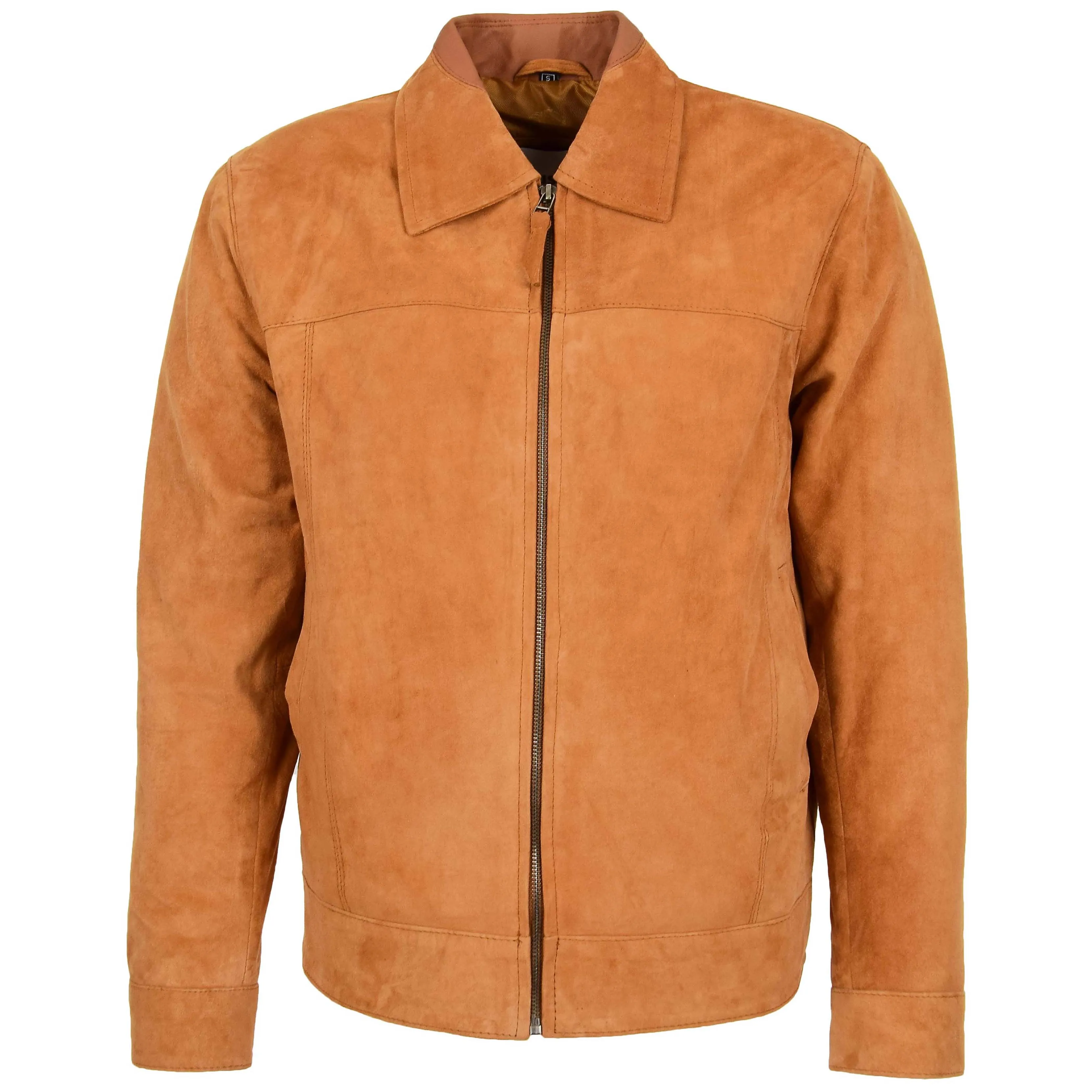 Mens Real Suede Casual Harrington Jacket Larry Tan