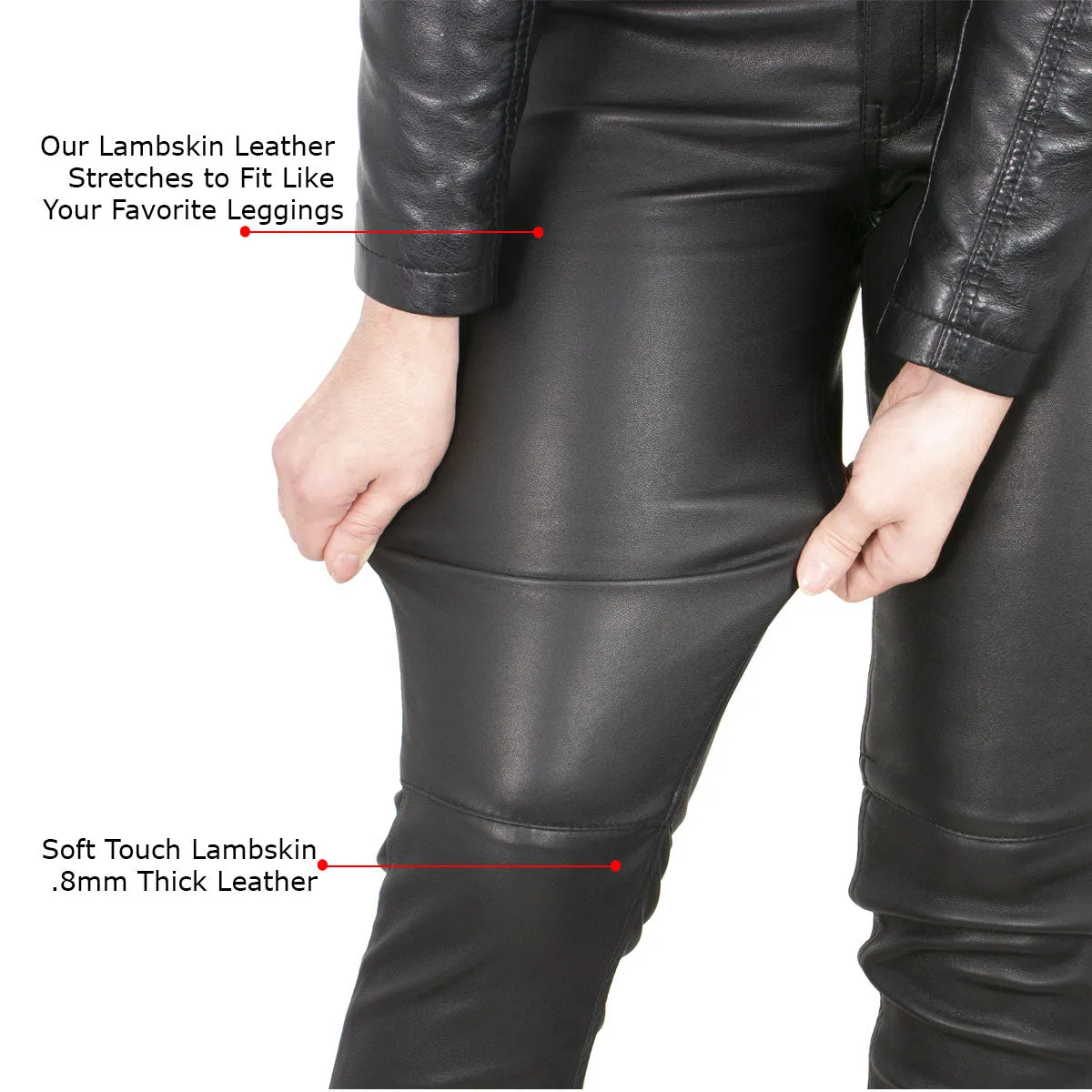 Milwaukee Leather MLL6690 'Sandy' Women’s Black Lambskin Stretch