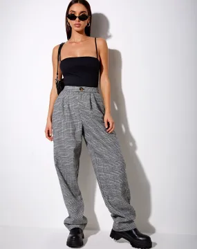 Misha Wide Leg Trouser in Houndstooth Black