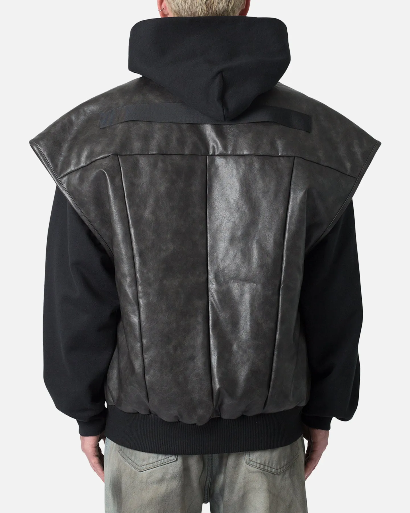 MNML Leather Bomber Vest Black