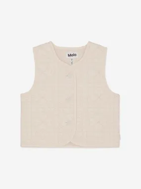 Molo Girls Four Leaf Clover Gilet in Beige