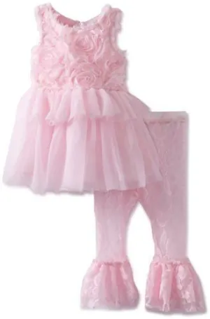 Mud Pie Pink Rosette Dress with Leggings