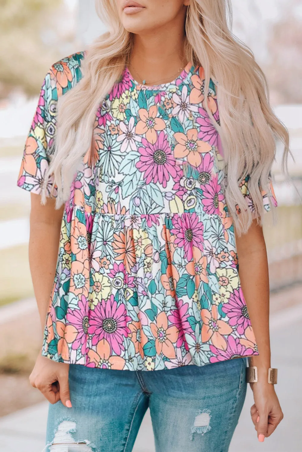 Multicolor Floral Print Sleeveless Tank Top