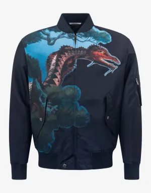 Navy Blue Dragons Garden Bomber Jacket -